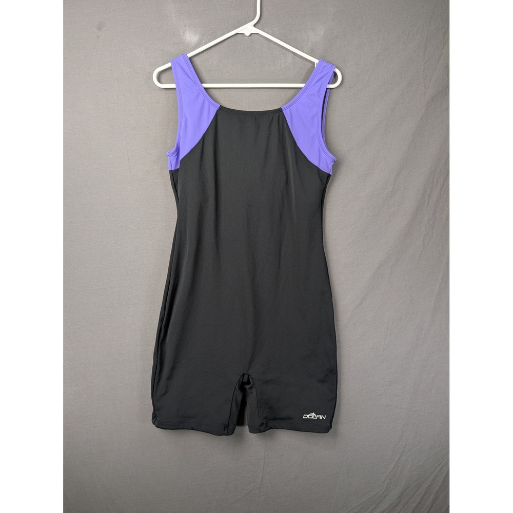 Dolfin Womens‎ Aquashape Unitard Swimsuit Black Purple Sleeveless Size 14